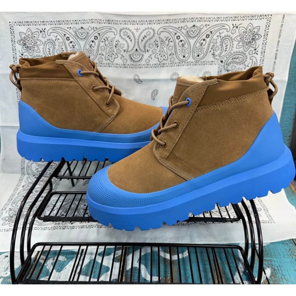 Size 10 Mens - UGG Neumel Hybrid Chestnut/Blue Waterproof Boot Sheepskin 1143991